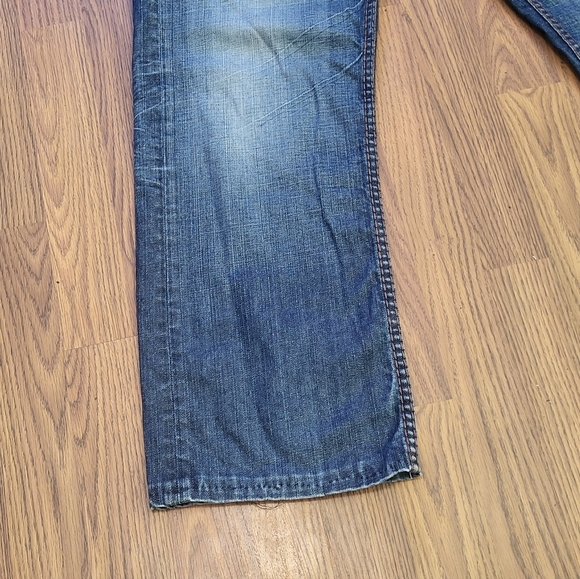 Mens Guess Desmond Relaxed Straight Jeans 32x26 Blue Denim Thick Stitch B21 - Picture 2 of 15